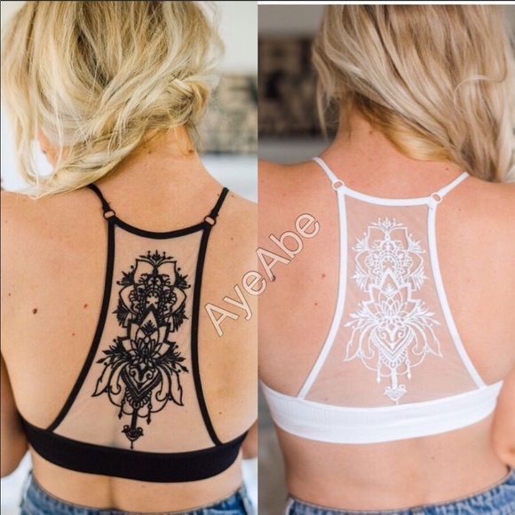Bralette bra sheer mesh tattoo back - Picture 7 of 8